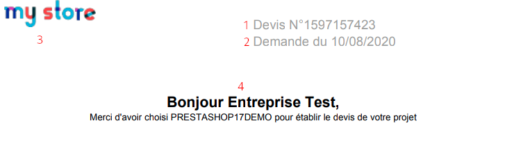 En-tête devis exemple Prestashop